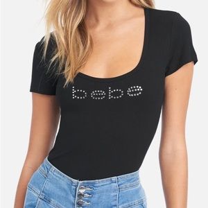 Bebe logo rhinestone tee